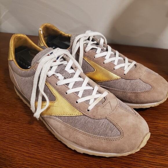 Brooks Vanguard Running Shoes Women’s 9.5 Vtg Style Retro Gold Lace Up Sneakers - Picture 1 of 9